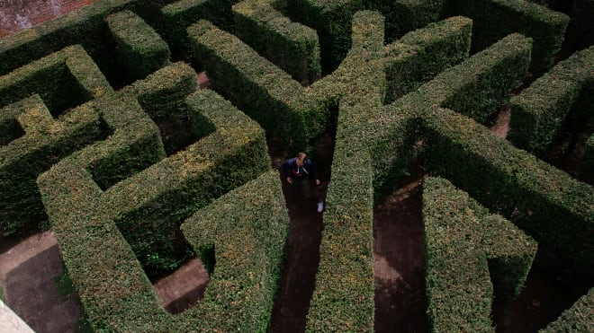 A photograph of a literal maze that we're using as a clever metaphor.