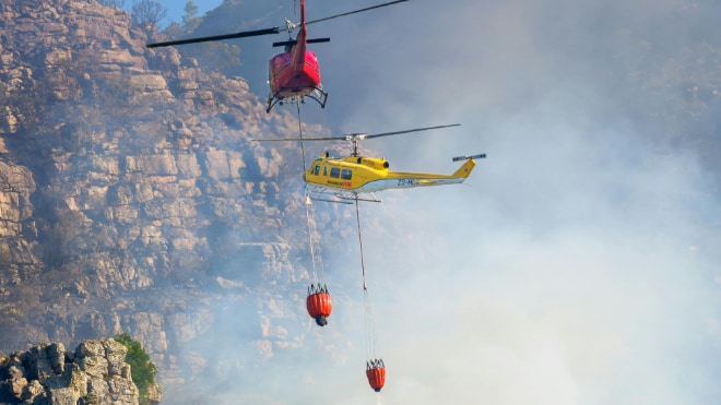 Two helicopters look as if they are about to collide: An analogy for risk.